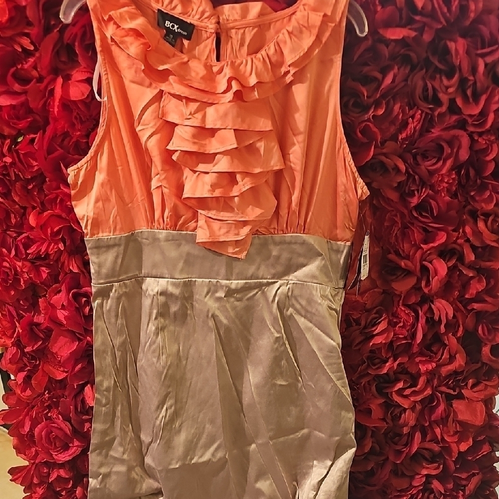 BCX NWT Juniors Coral and Tan I Ruffle Dress Size 13